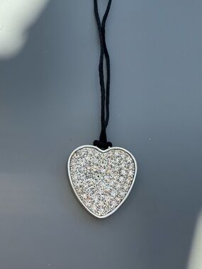 Bebe Crystal Heart Pendant Necklace - Silver Tone